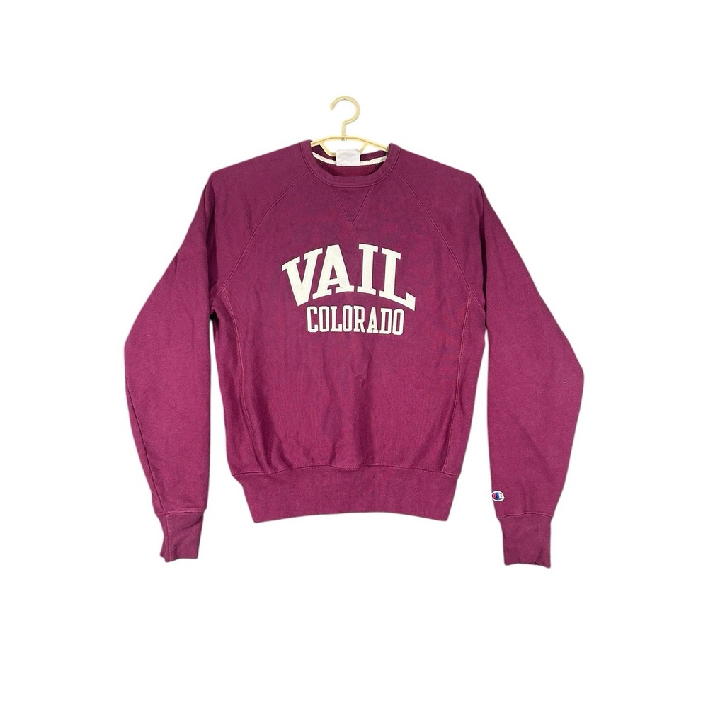 Champion Reverse Weave  Sweatshirt Vail Small Colorado‎ Y2K Maroon Red